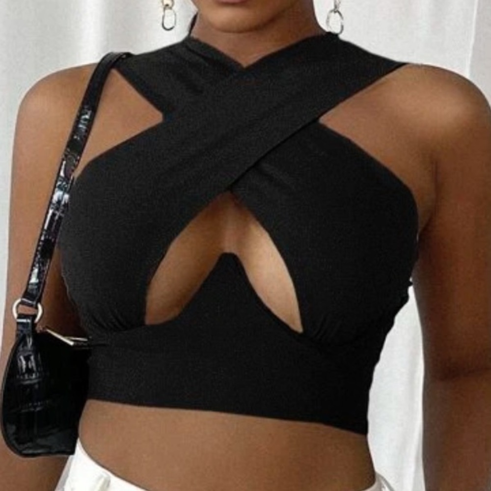 Cross Wrap Crop Tank Top